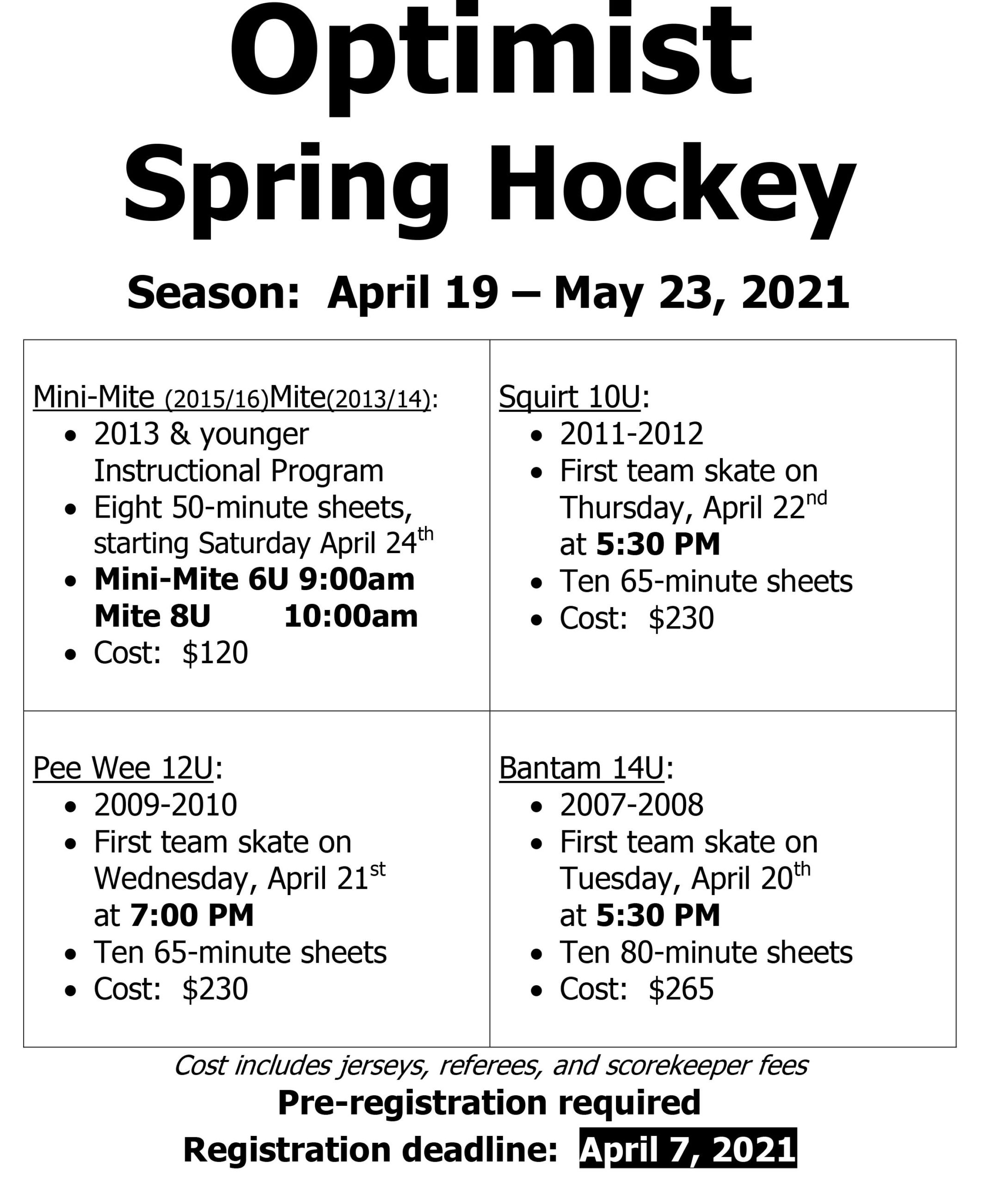 Spring Hockey Registration Underway