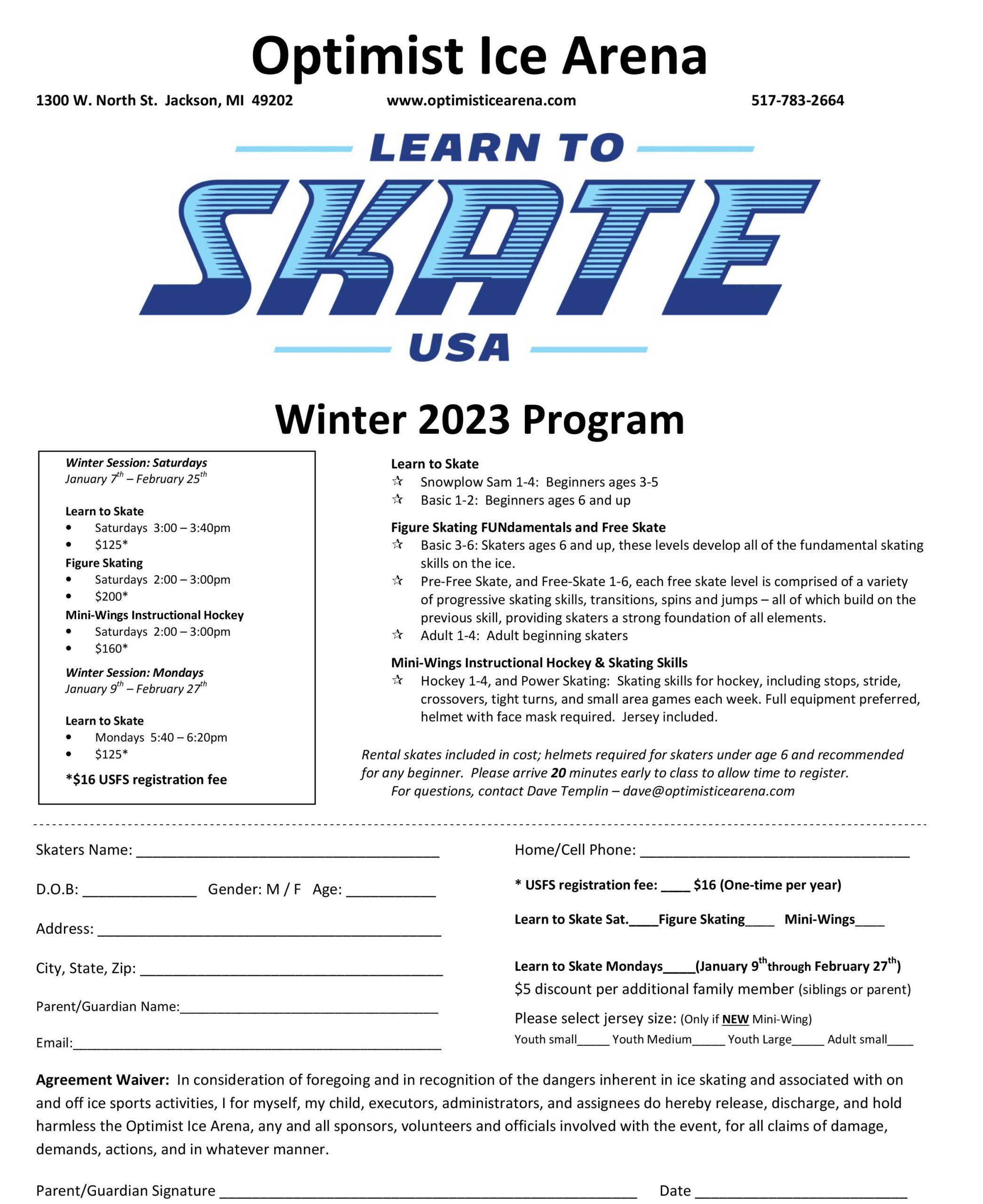 December & Learn to Skate Schedule Posted