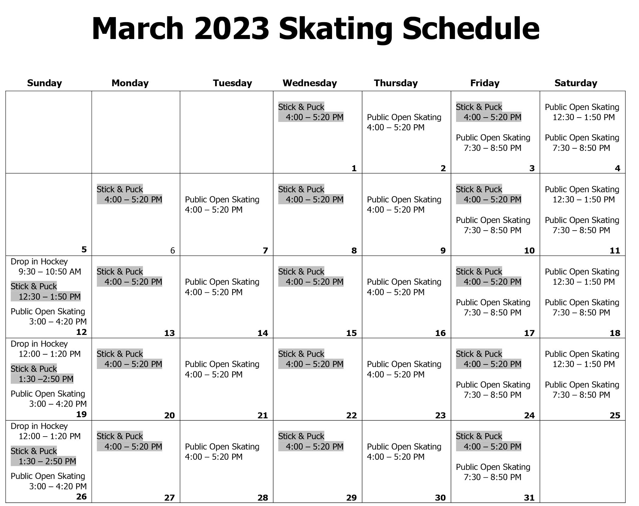 Public Skating OPTIMIST ICE ARENA