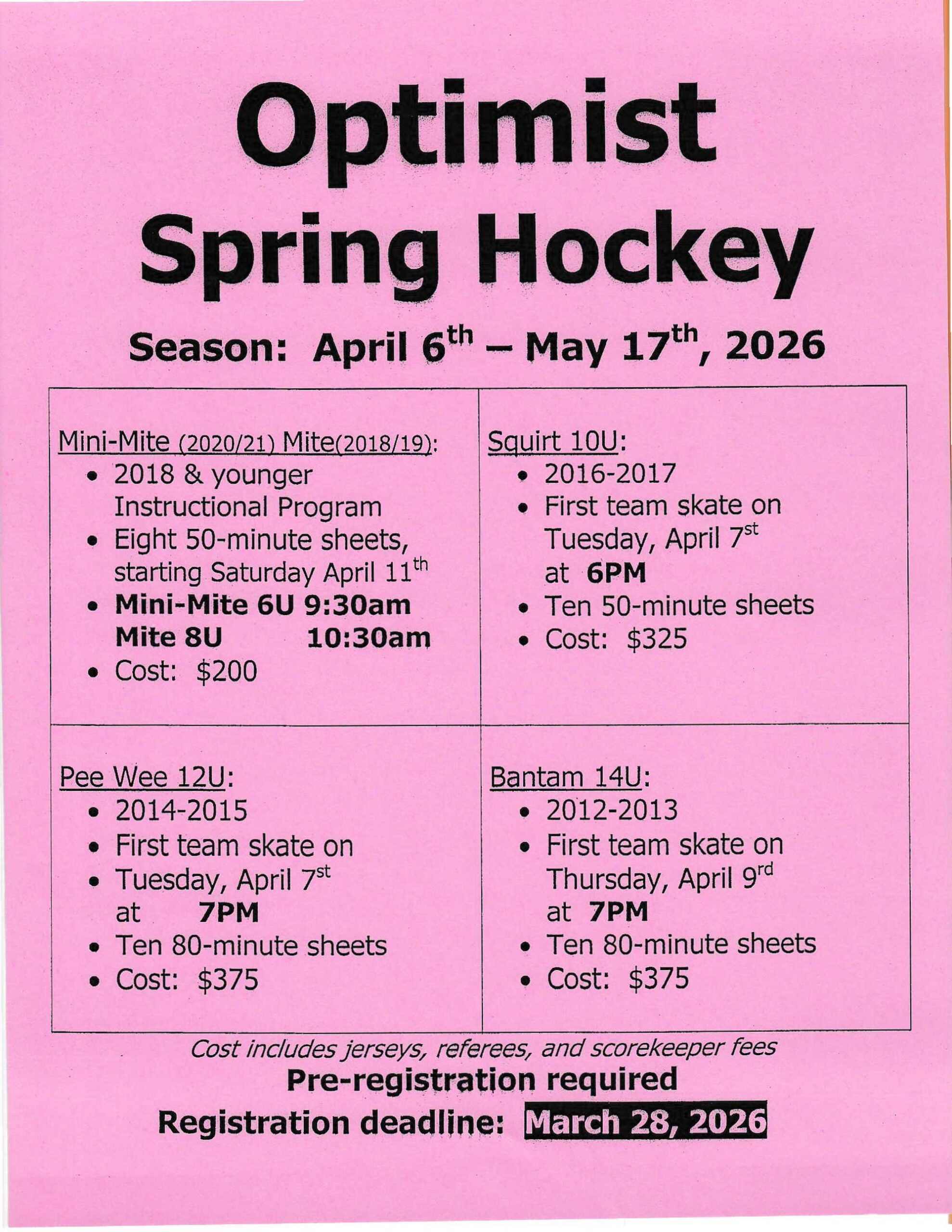 Spring Hockey Registration Underway